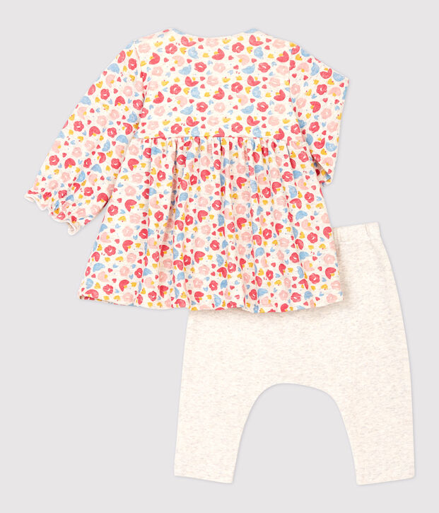 Baby Girls' Floral Wool and Organic Cotton Dress/Leggings beige/multicolor